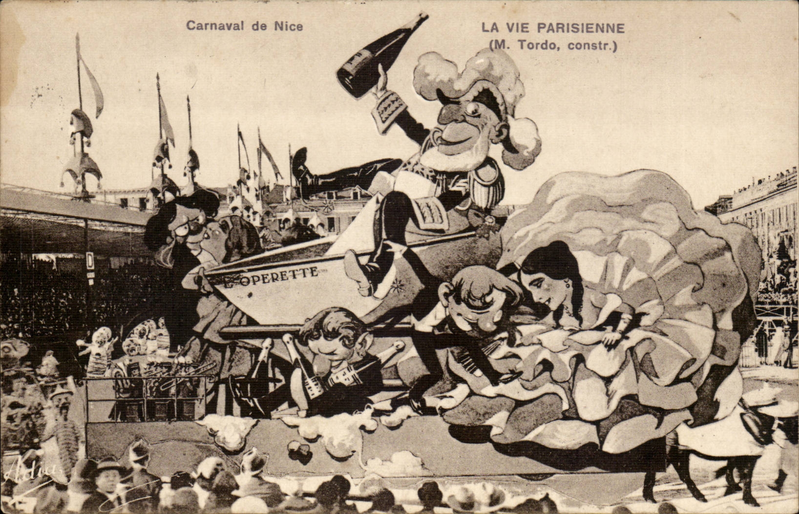 Nice - Carnaval de Nice - La Vie Parisienne - vin - wine - humour - CPA 