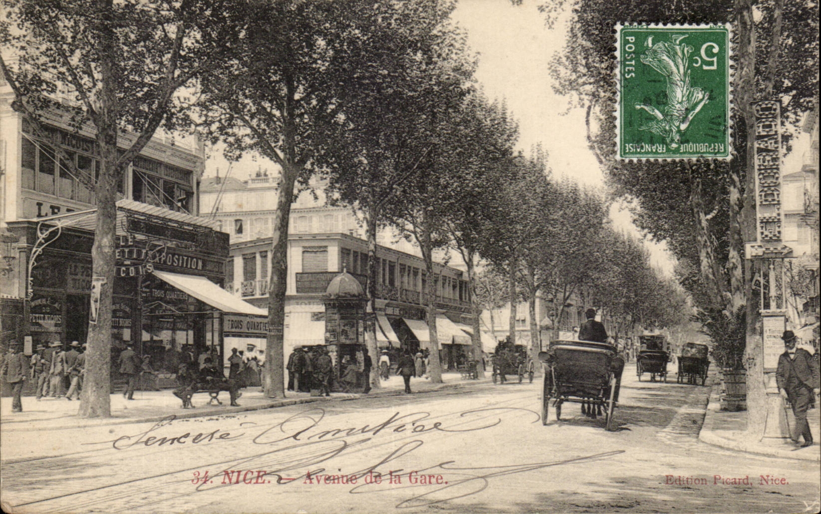 Nice - Avenue de la Gare - cheval - horse - CPA 