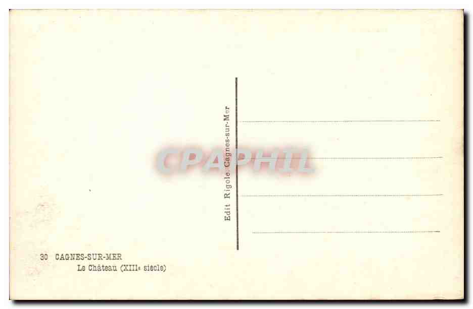 Cagnes sur Mer - Le Chateau - automobile - CPA  — Verso