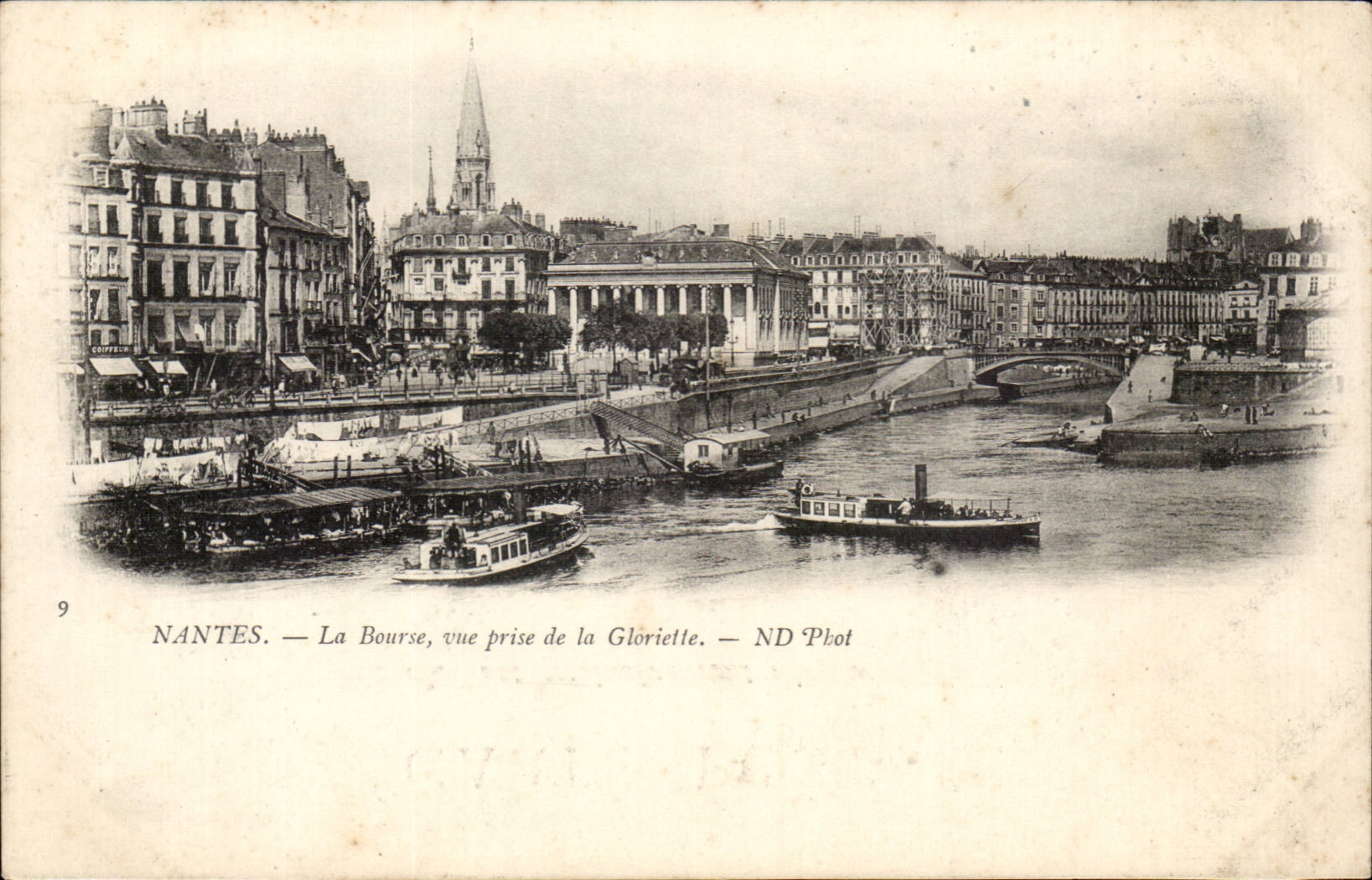 Nantes - La Bourse vue prise de la Gloriette - bateau - boat - CPA 