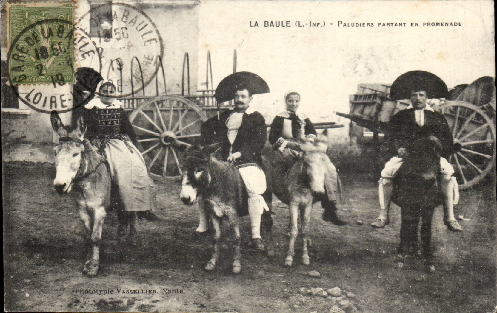 La Baule on the Sea Vintage Postcard Donkey walking on the beach
