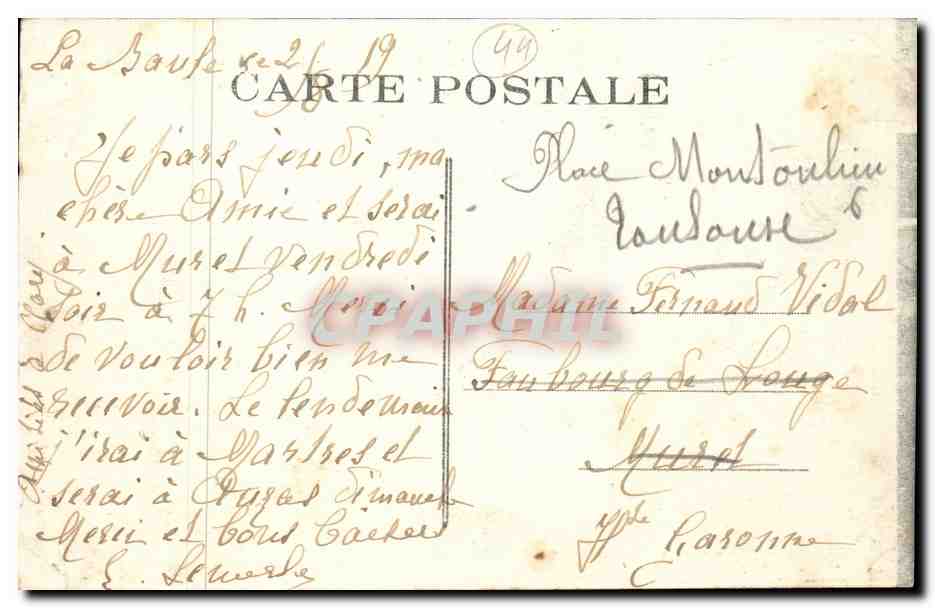 La Baule on the Sea Vintage Postcard Donkey walking on the beach — Back
