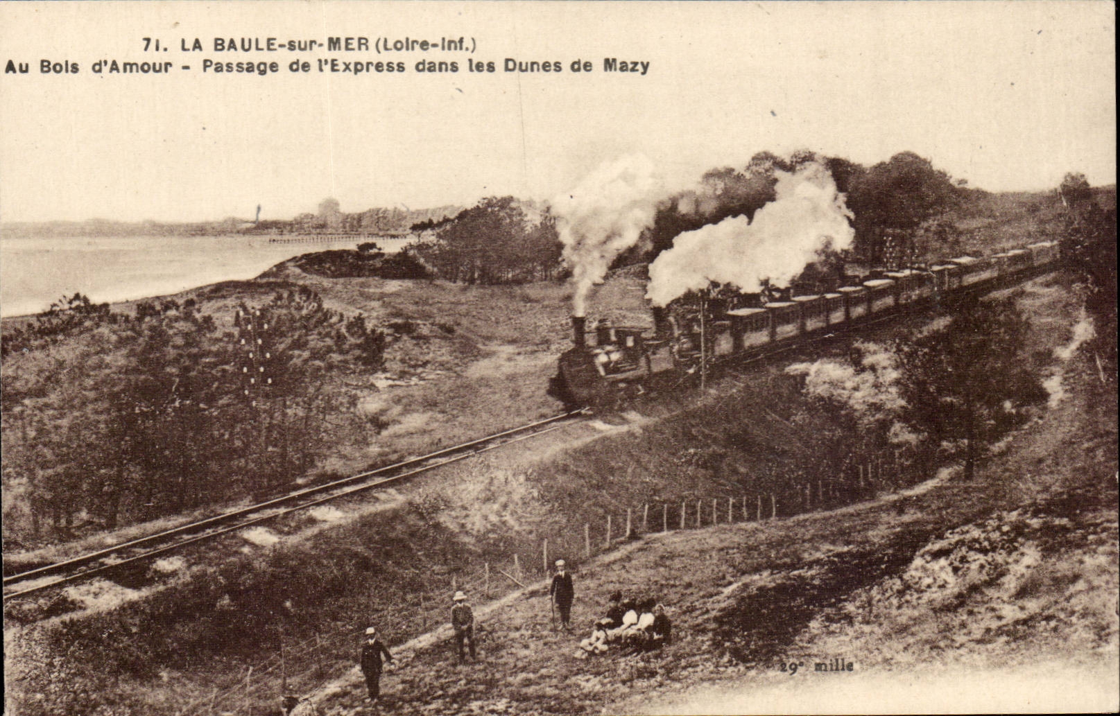 La Baule-sur-Mer (Loire-Inf.) — Paso del Expreso por las Dunas de Mazy — F. Chapeau, Editor, Nantes