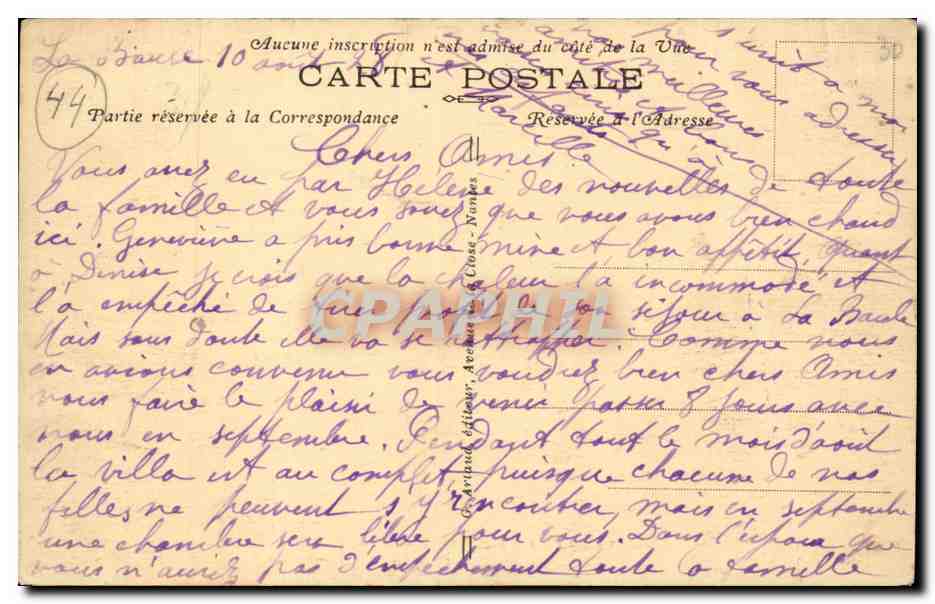 La Baule sur Mer CPA La gare — Rückseite