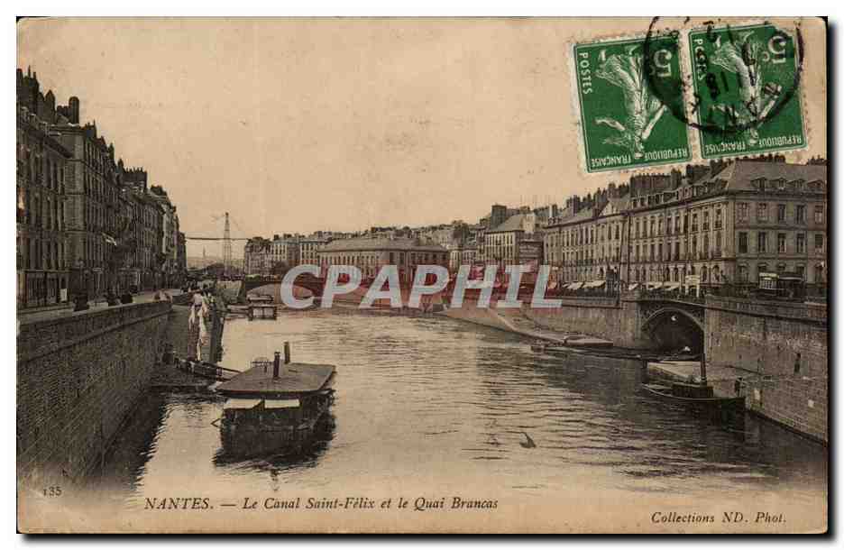 Nantes CPA Le canal Saint Felix et le quai Brancas