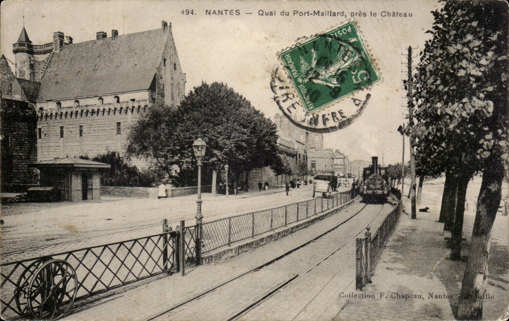 Nantes CPA Quai du Port Maillard pres le chateau (train)