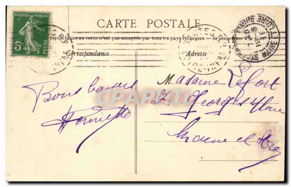 Nantes CPA L'hotel de ville et la rue Thiers Au fond la cathedrale — Rückseite