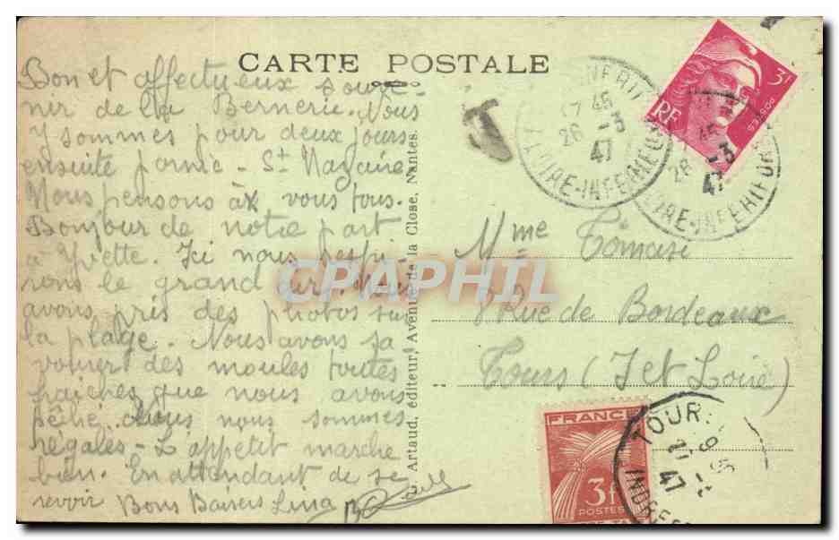 La Bernerie CPA Rochers de la plage — Rückseite