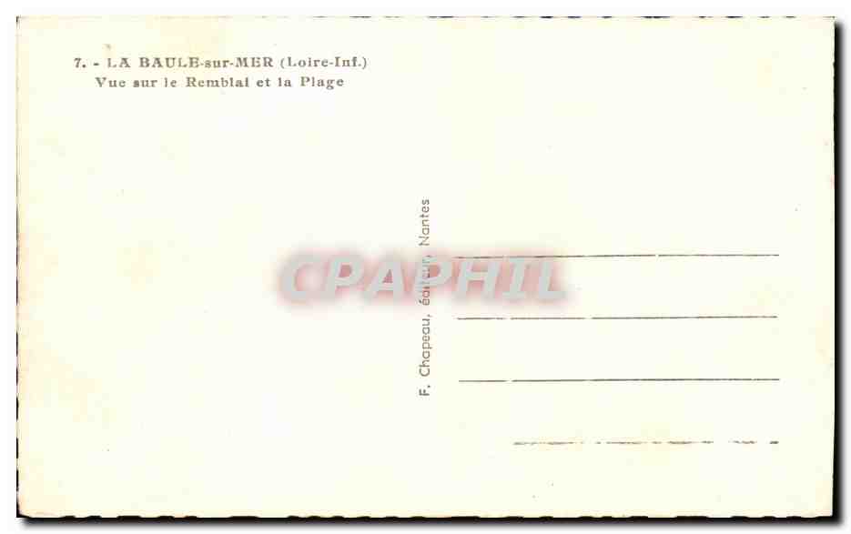 La Baule sur Mer CPA Vue sur le remblai et la plage — Rückseite