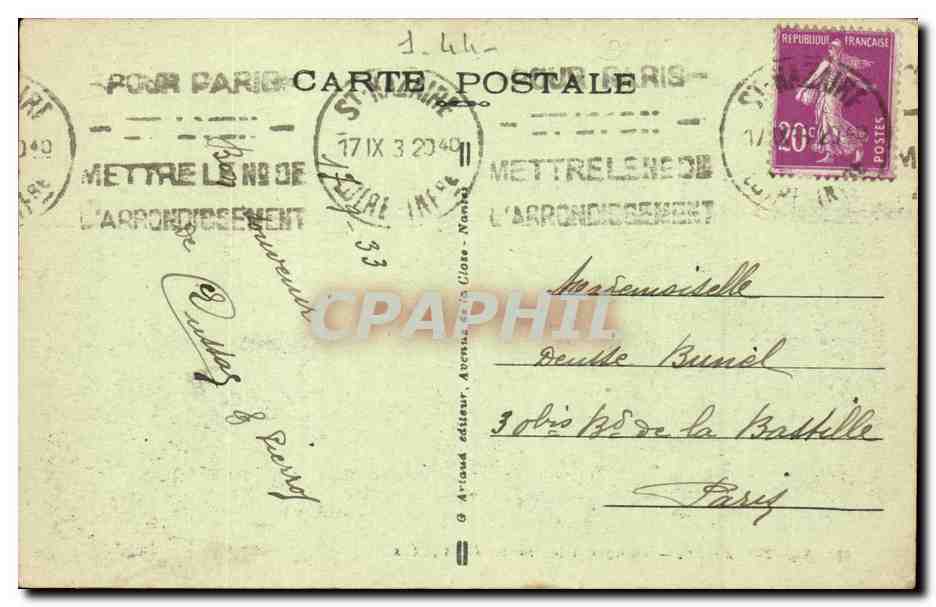 Saint Nazaire CPA La gare et la station des autobus — Verso
