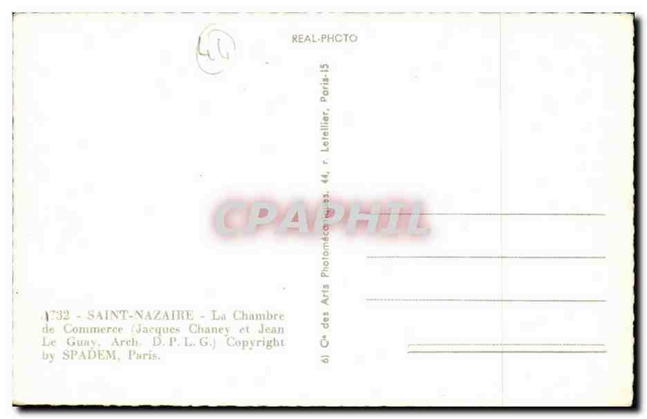 Saint Nazaire CPM La chambre de commerce (Jacques Chaney et Jen Le Guay)  — Verso