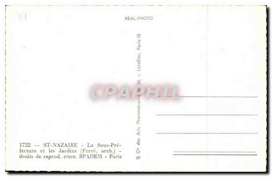 Saint Nazaire CPM La sous prefecture et les jardins — Rückseite