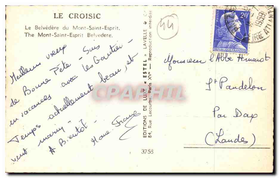 Le Croisic CPM le Belvedere du Mont Saint Esprit  — Rückseite