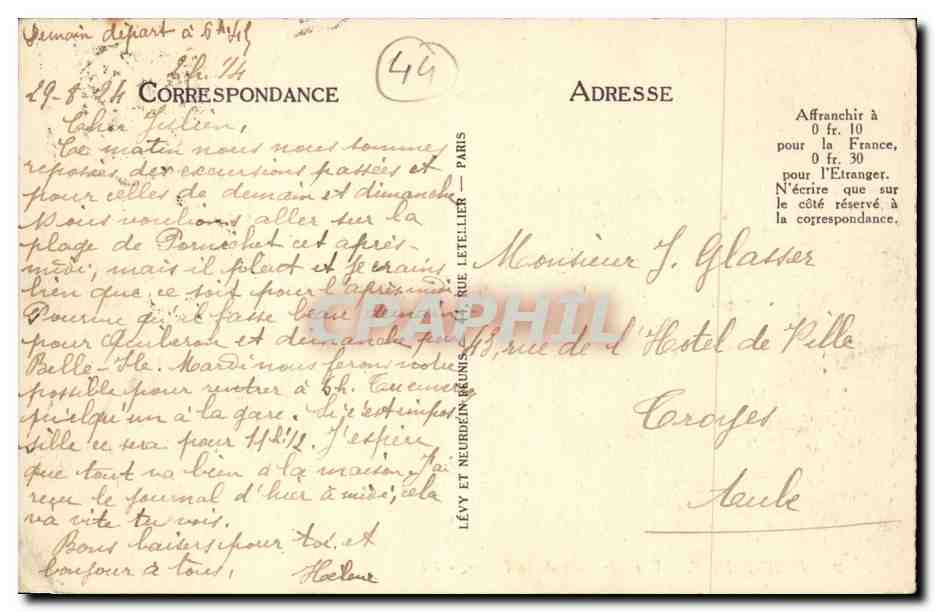 Pornichet CPA Vue generale de la plage — Rückseite