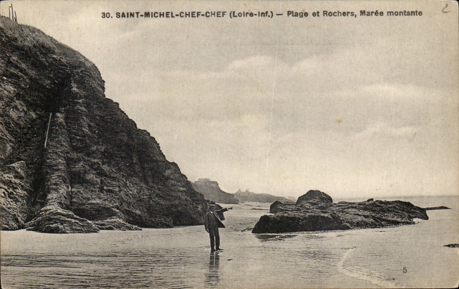 Saint Michel Chef Chef CPA plage et rochers maree montante