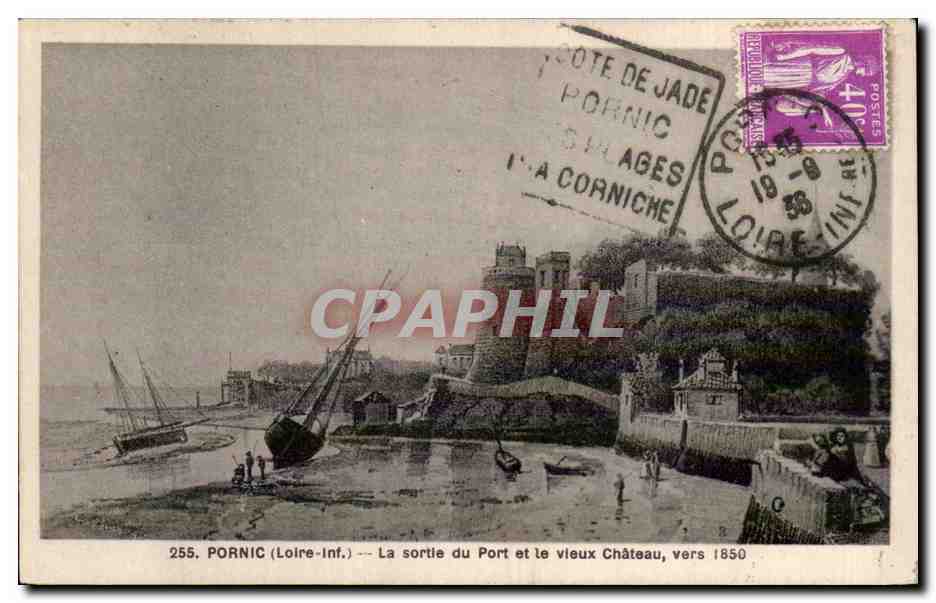 Pornic CPA La sortie du port et le vieux chateau