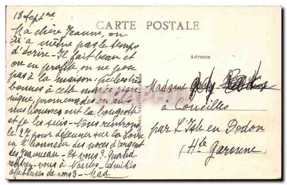 Pornic CPA La sortie du port et le vieux chateau — Rückseite