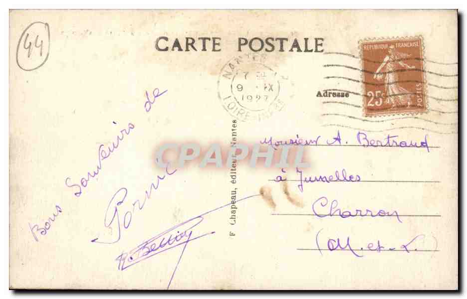 Pornic CPA Cote et rochers a l'anse aux lapins — Rückseite