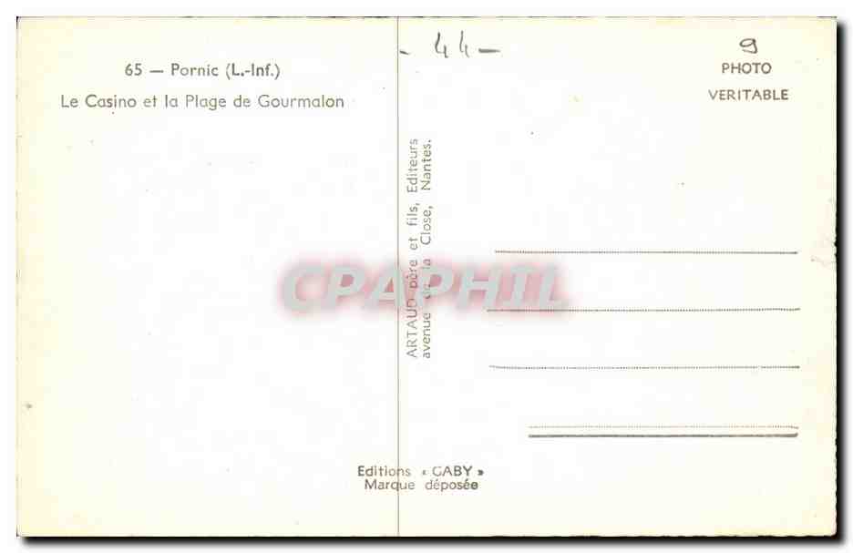 Pornic CPM Le casino et la plage de Gourmalon — Back