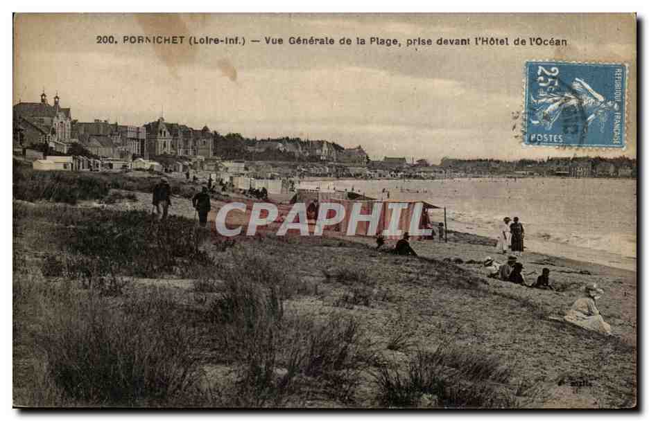 Pornichet CPA Vue generale de la plage prise devant l'hotel de l'ocean