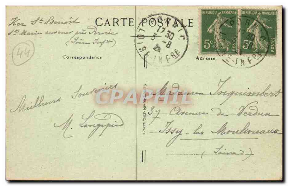 Sainte Marie sur Mer CPA La cote et la plage Sainte Marie — Rückseite
