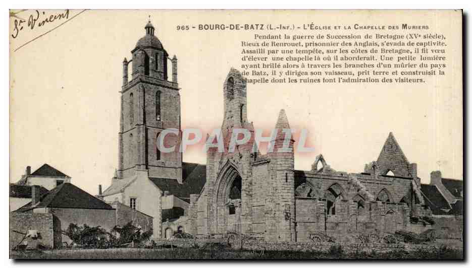 Bourg de Batz CPA L'eglise et la chapelle des Muriers