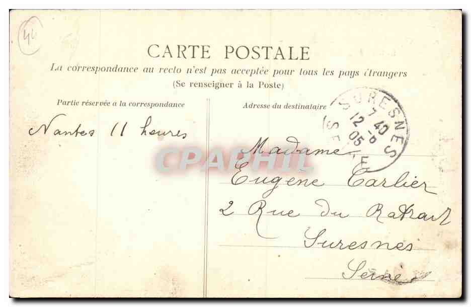 Chantenay sur Loire CPA La nouvelle mairie — Rückseite