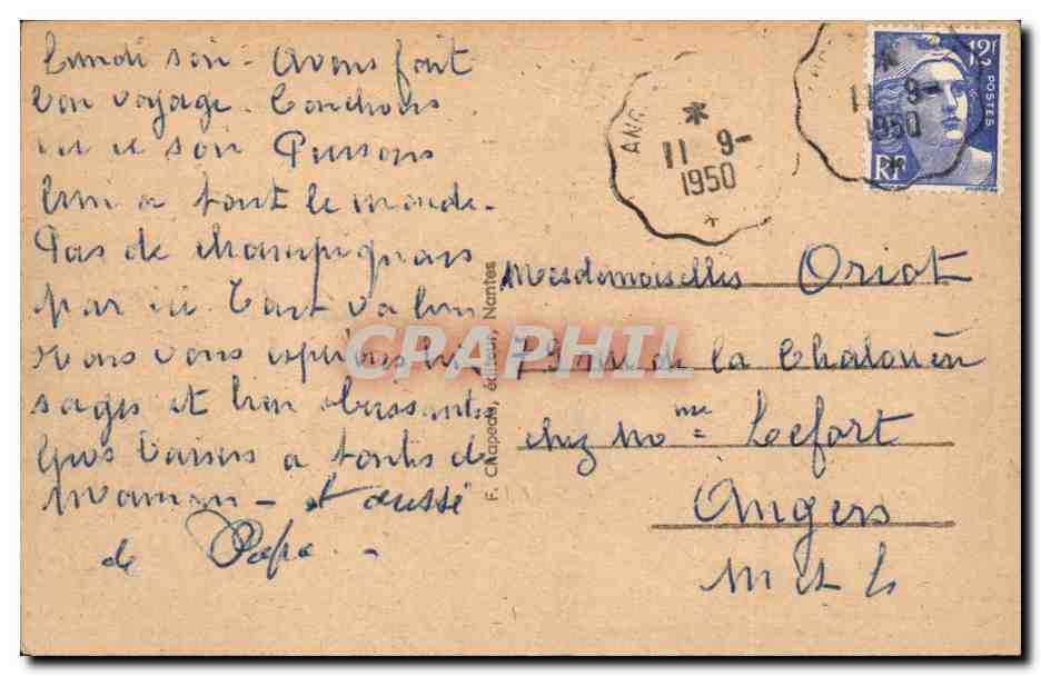 Ancenis CPA Vers 1840 Le vieux chateau Les tours d'entree — Rückseite