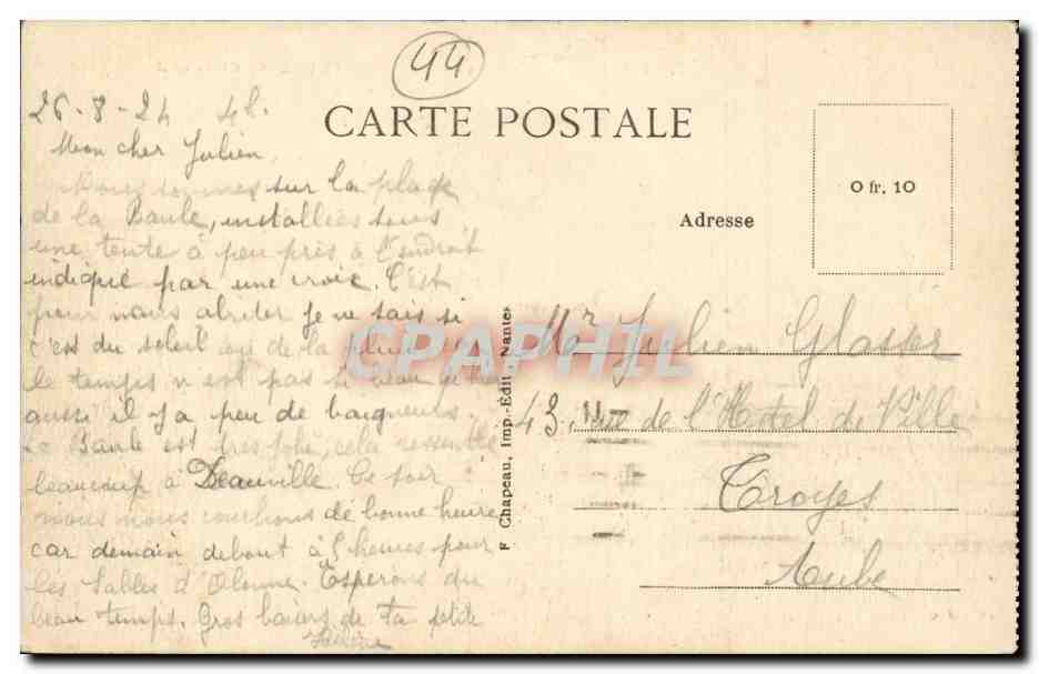 La Baule CPA la plage prise de l'ouest — Rückseite