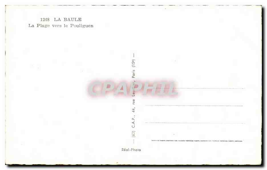 La Baule CPA La plage vers le Pouliguen — Verso