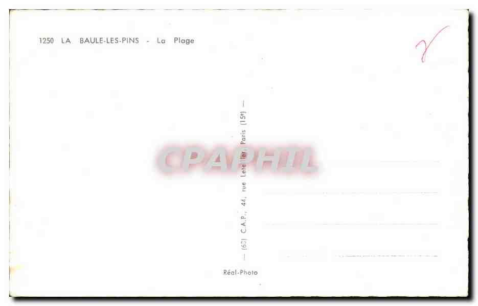 La Baule CPA La plage  — Verso