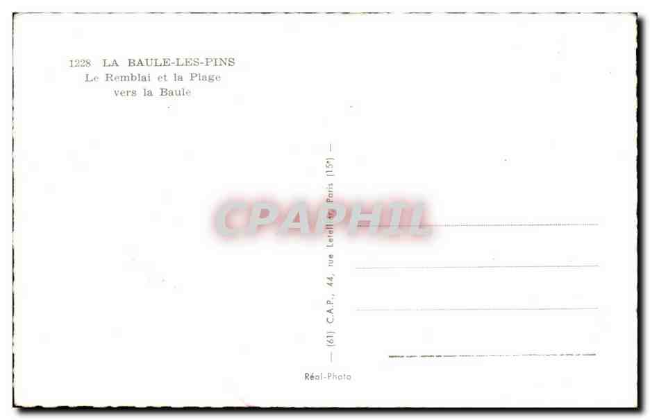 La Baule CPA Le remblai et la plage vers la Baule — Verso