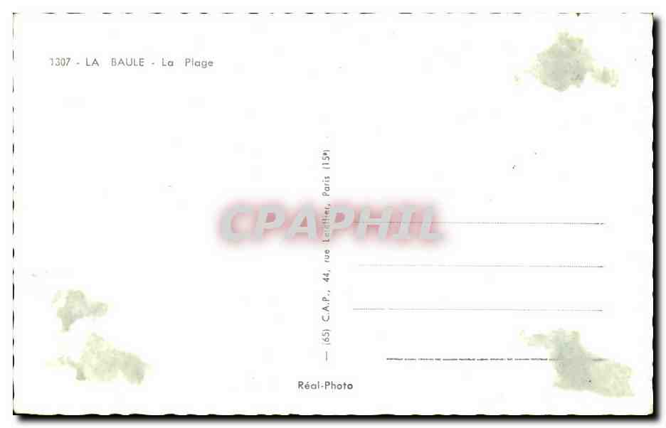 La Baule CPA La plage — Verso