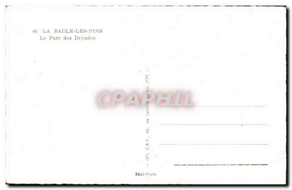 La Baule CPA Le parc des Dryades — Verso
