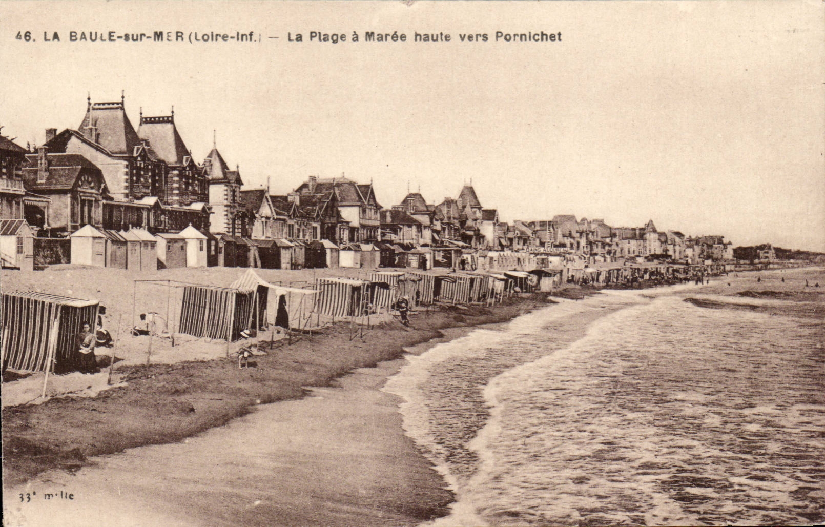 La Baule CPA La plage a maree haute vers pornichet