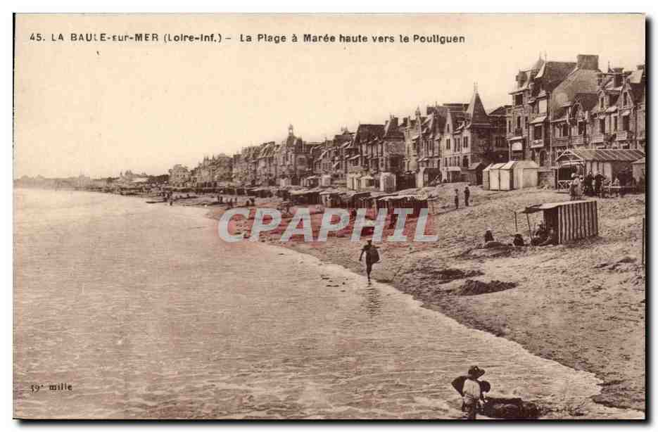 La Baule CPA La plage a maree haute vers le Pouliguen