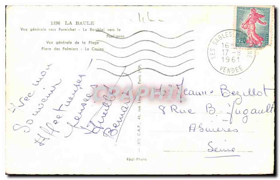 La Baule CPM Souvenir de Le Pouliguen — Verso