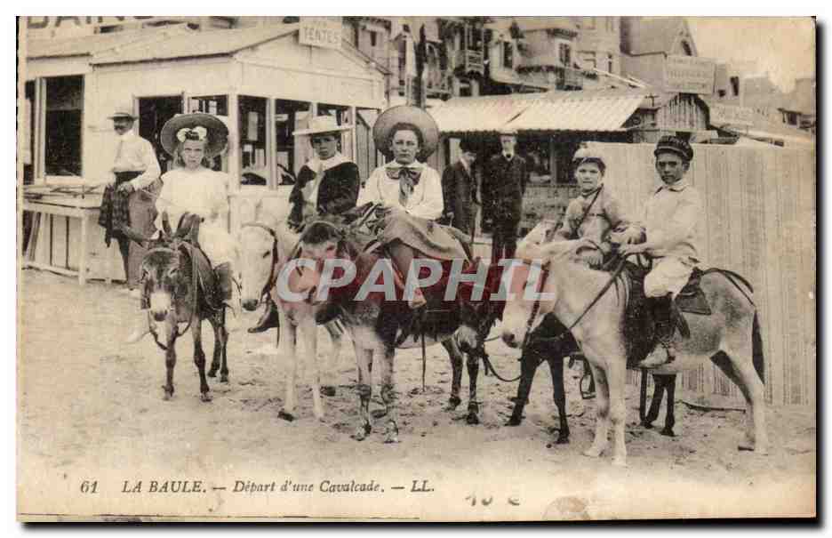 La Baule CPA Depart pour une cavalcade (ane donkey mule enfants)