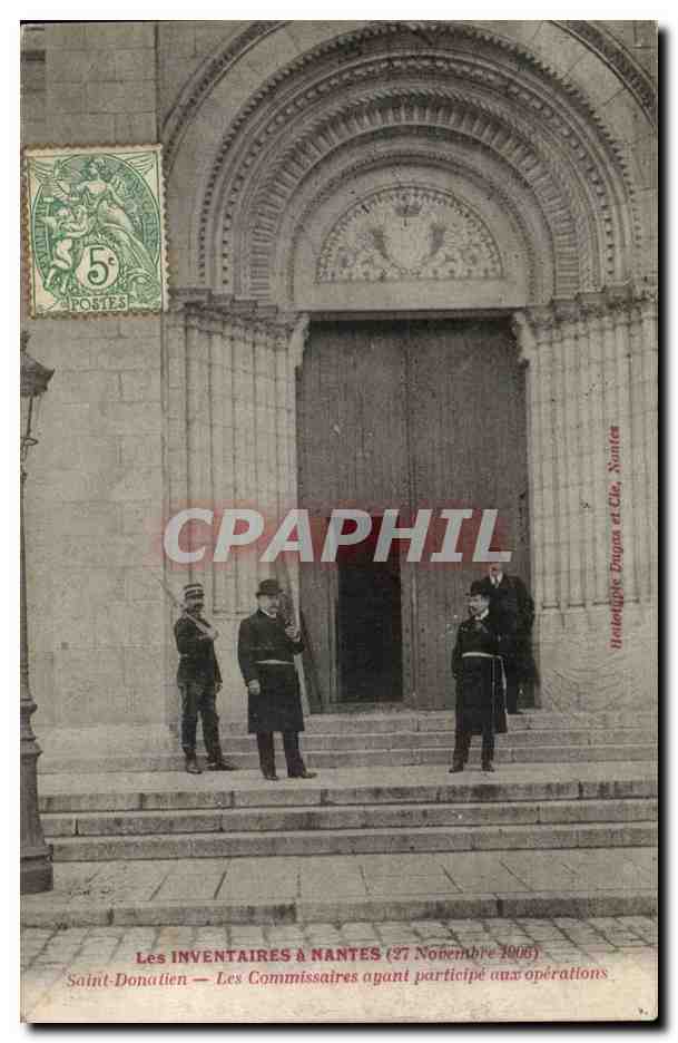 Les Inventaires à Nantes — Les Commissaires ayant participé aux opérations — 27 Novembre 1908 — Éditeur Dugra et Cie, Nantes