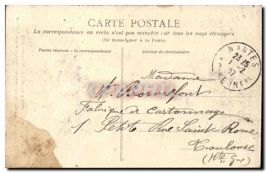 Les Inventaires à Nantes — Les Commissaires ayant participé aux opérations — 27 Novembre 1908 — Éditeur Dugra et Cie, Nantes — Verso