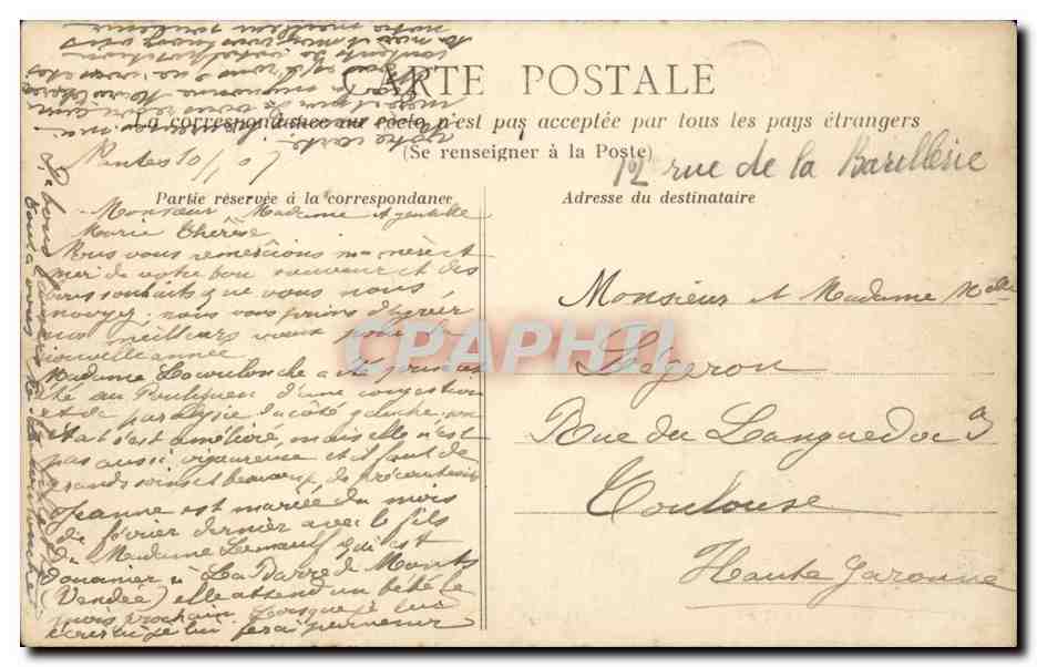 CPA Nantes Les marches de Sainte Anne — Rückseite