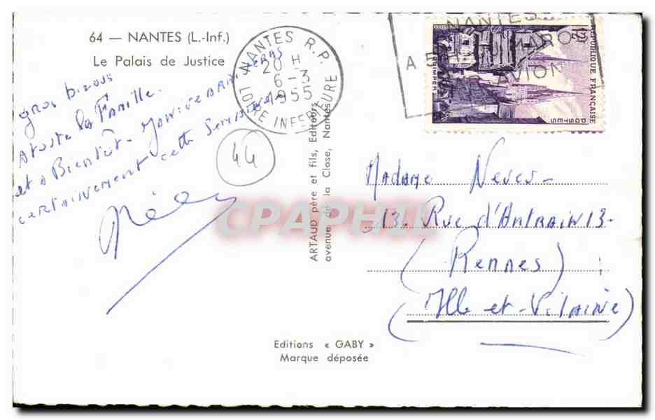Nantes CPM le palais de justice — Verso