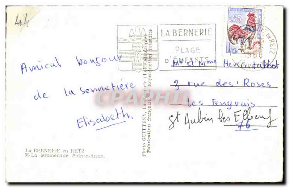CPM La Bernerie en Retz La promenade Ste Anne — Rückseite