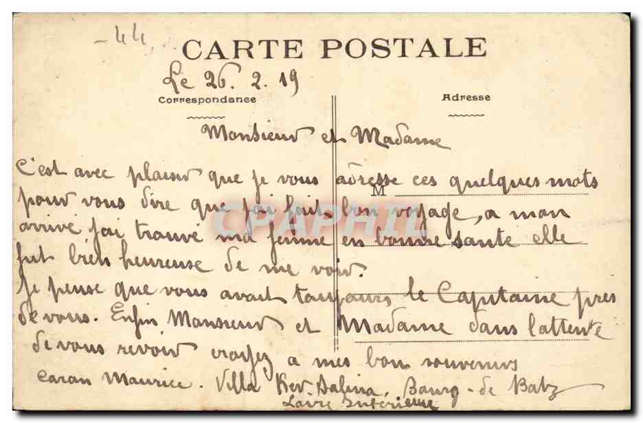 Le Bourg de Batz CPA La cote de la baie St Mathieu — Rückseite