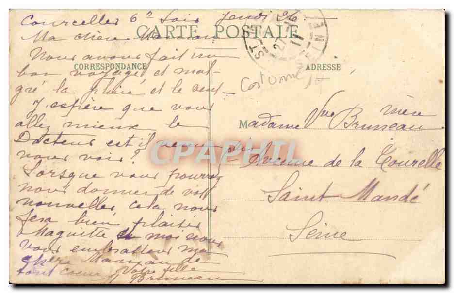 CPA Costume Normand (coiffe folklore) — Verso