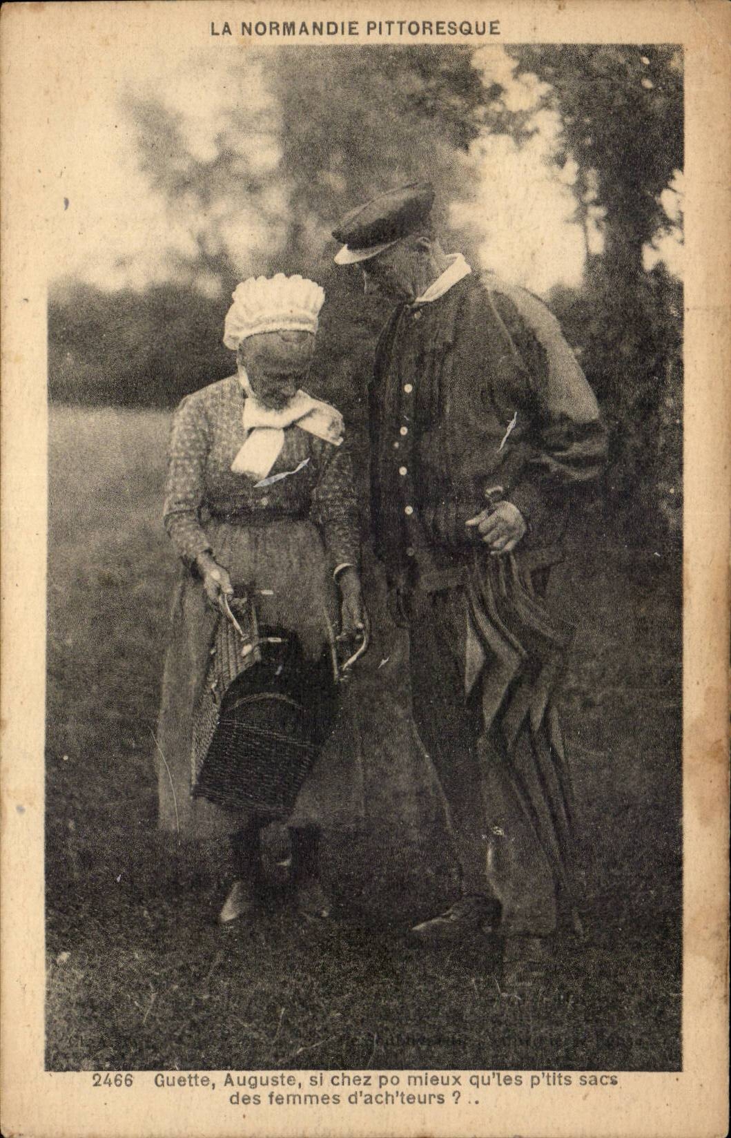 CPA La Normandie pittoresque Guette Auguste si chez po mieux (coiffe folklore)