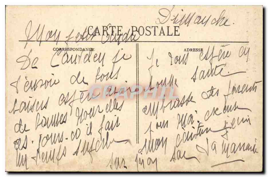 Une femme normande — Départ pour la Fontaine — Collection L. G. B. Saint-Pierre-Église — Verso