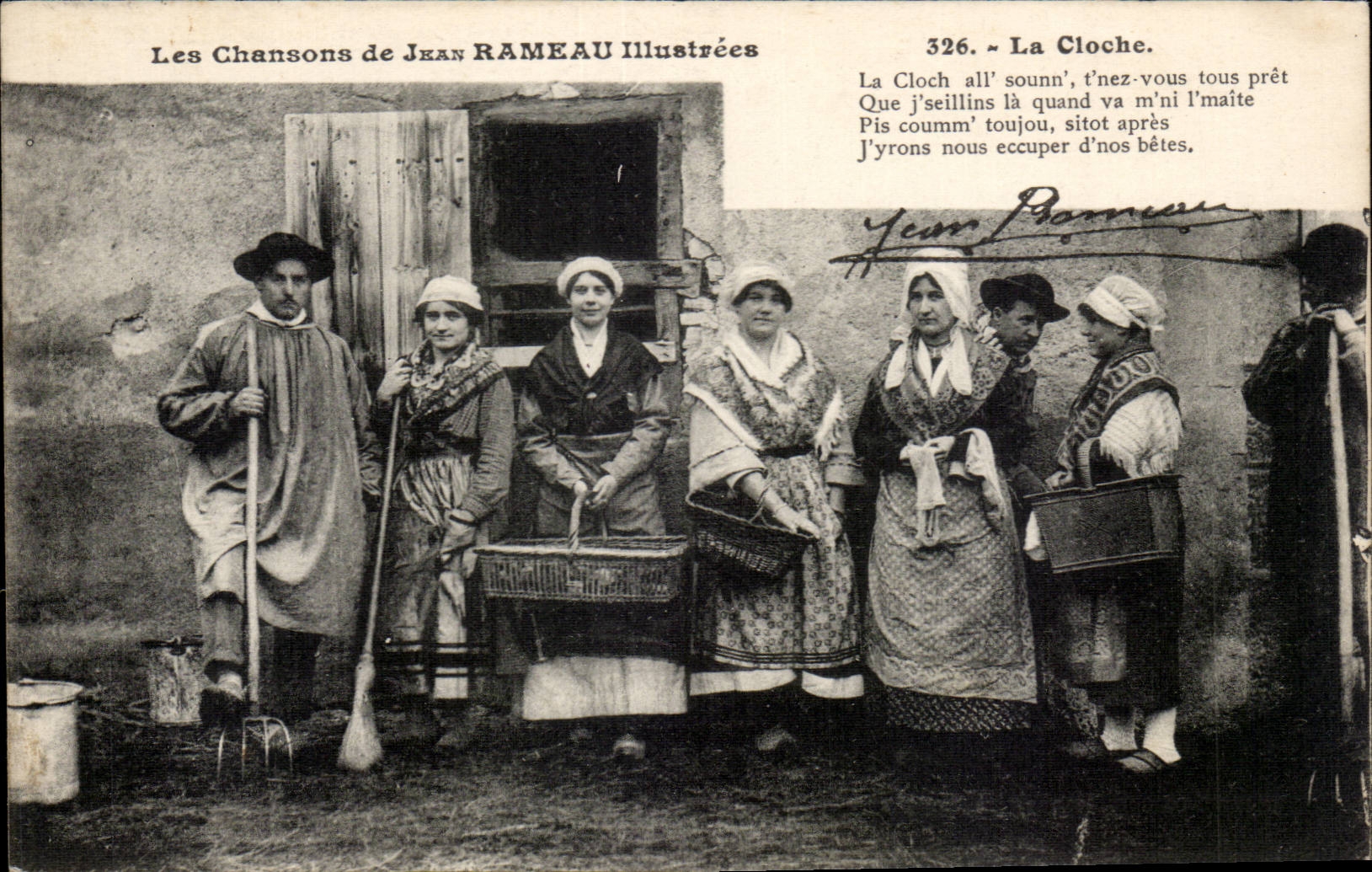 CPA Les chansons de Jean Rameau illustrees la cloche (folklore coiffe costume)