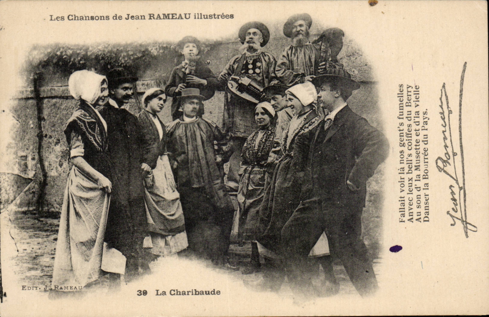 CPA Les chansons de Jean Rameau illustrees la charibaude (folklore coiffe costume)