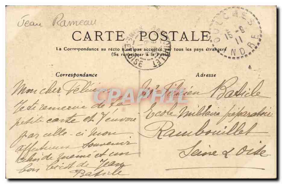 CPA La blessure Jean Rameau (folklore coiffe costume enfant) — Verso